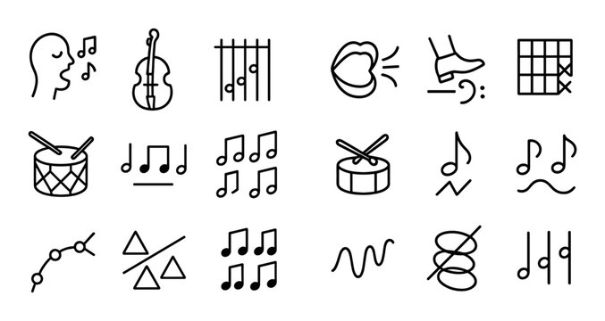 Assorted music notation icons displayed in tidy row layout