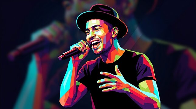Vibrant WPAP Pop Art of a Male Singer Performing on Stage
