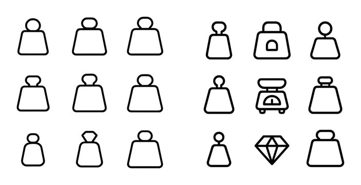 Scale and weight icons arranged in grid on white background