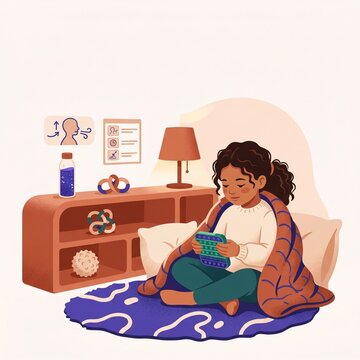 Latina child with ADHD uses fidget toy for self-regulation