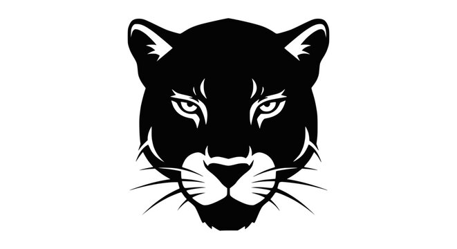 Black Panther Head Silhouette - Fierce Predator Face Graphic