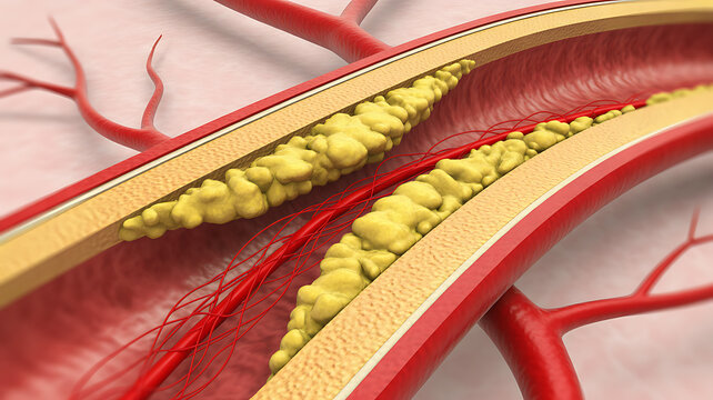 Carotid Artery Disease as arteries bringing blood flow to the brain is interrupted by atherosclerosis as plaque build up inside the blocked vessel causing narrowing or stenosis
