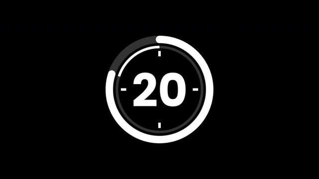 25 second countdown with circle animation, animated countdown 25 to 0.