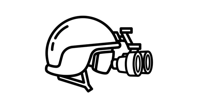 Tactical Helmet with Night Vision Goggles Icon - Vector Illustration