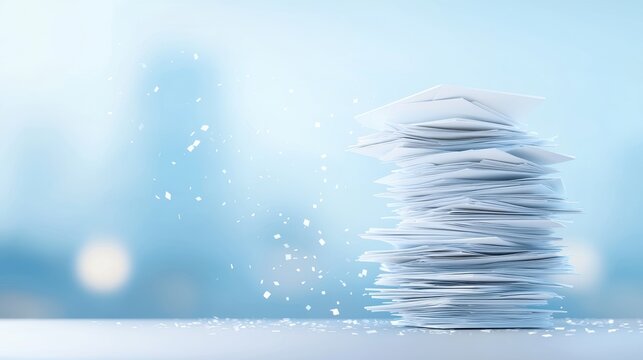 Management Stack of Document Folder Overflowing stack of document folders on a desk, messy office environment, representing workload and administrative tasks
