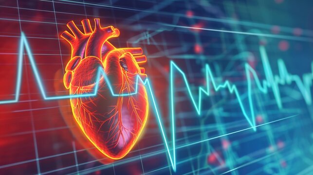 Atrial Fibrillation 3D medical illustration, abnormal irregular heart rhythm disorder, human heart anatomy showing chaotic atrial electrical activity, cardiovascular arrhythmia condition, 