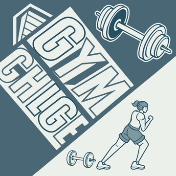 Gym clique logo with dumbbell and runner