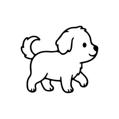 Fototapeta premium Line art paw dog doodle character