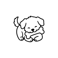 Obraz premium Line art paw dog doodle character