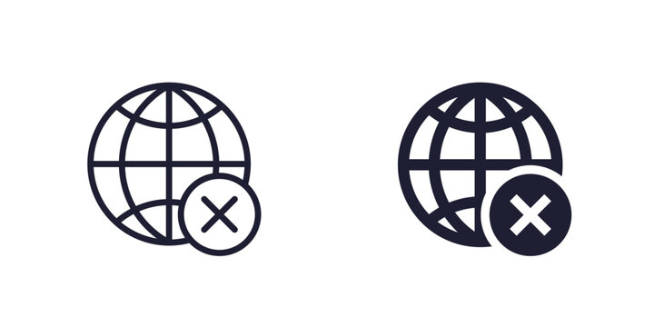 disconnect or offline icon, no internet access line and solid design