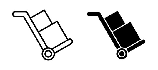 Logistic trolley delivery box icon © Adel