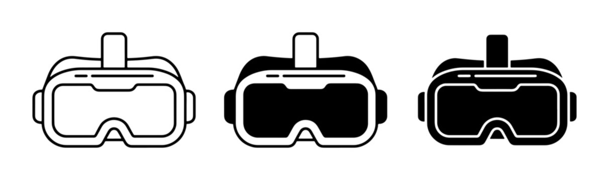 Virtual Reality Headset Icons, VR Goggles Set, Immersive Technology Graphics
