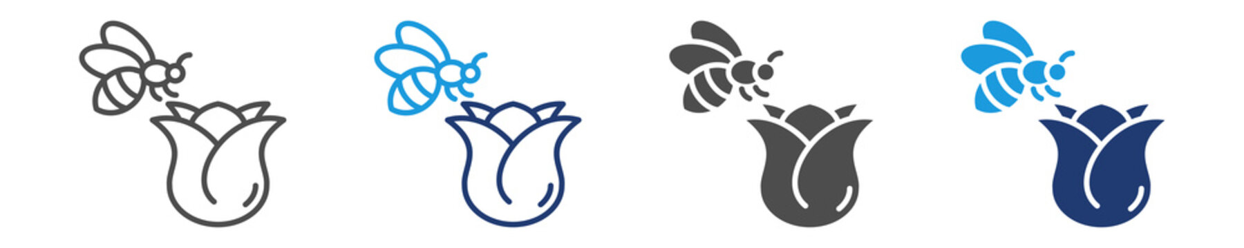 bee icon set multiple style