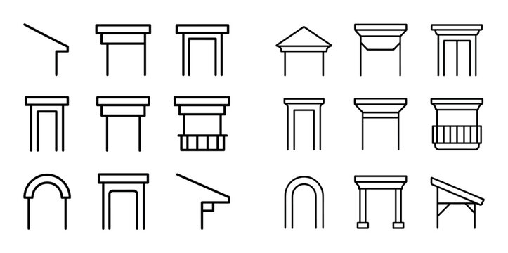 Doorway header and archway icons displayed on white background