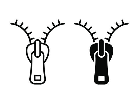 Two zipper pulls with teeth on white background  zipper icons