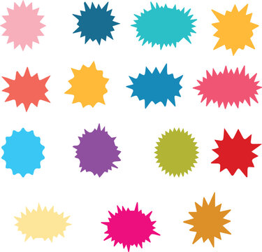 Illustrazione vettoriale di elementi astratti con macchie, bubble, stelle e forme decorative in stili moderni e creativi. Ideale per sfondi, poster, social media, packaging e design grafico.
