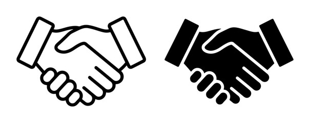 Obraz premium Handshake Icons, Partnership Symbol, Agreement Vector Graphics, Business Deal Clipart