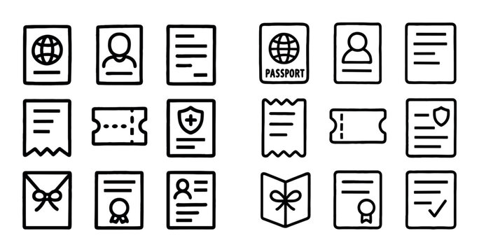 Document and certificate icons organized in uniform grid