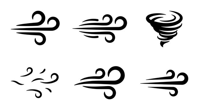 Wind Icons Set, Air Flow Symbols, Weather Elements, Cyclone Graphic Resources
