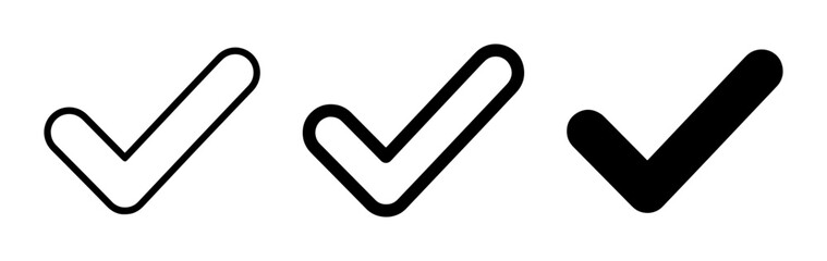 Checkmark Icons, Simple Tick Mark Symbols, Approved Status Vector Graphics © Liza