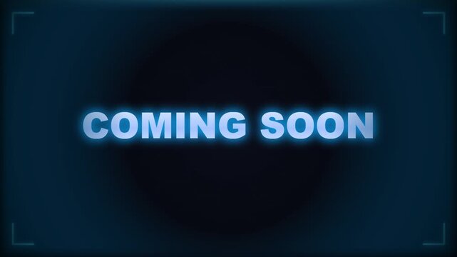 Coming Soon Glowing Blue Neon Text Sign for Announcement Background