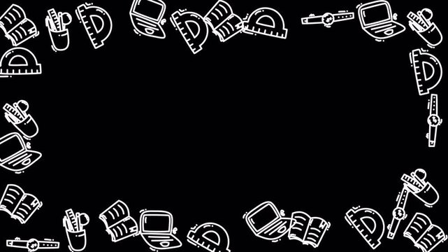 Education Icons Frame 4k Transparent Loop Video Overlay