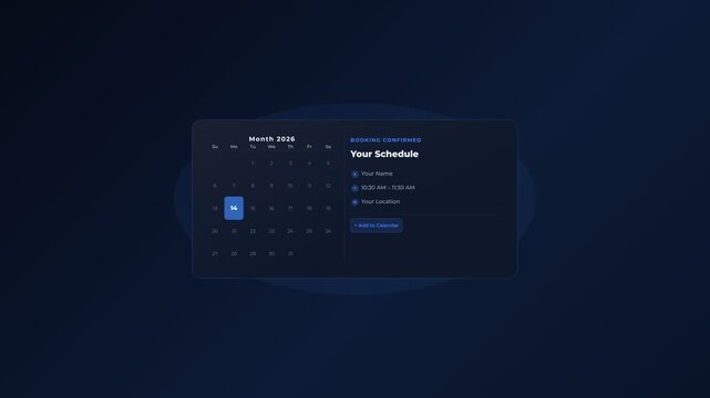 Digital Scheduling App Animation with Dark Mode Calendar Interface