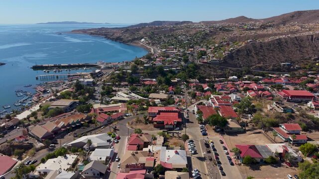 Discover Santa Rosalia in Baja California Sur from above, highlighting its coastal views, mining background, and French-style buildings.