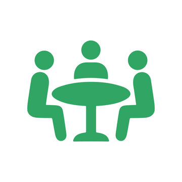 Three People Sitting Around Table.