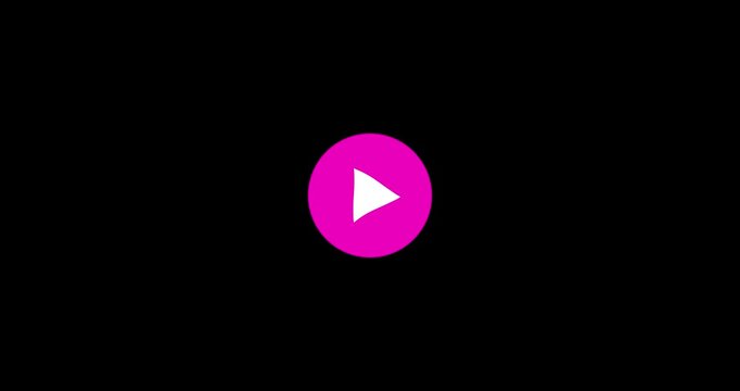 Cursor arrow clicking play and pause button motion graphic animation. Mouse click video play icon for website and mobile design animation on black background