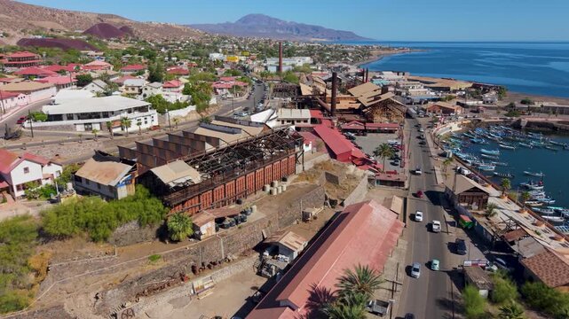 See aerial views of Santa Rosalia showcasing its French architecture, mining history, and coastal scenery in Baja California Sur