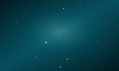 Fototapeta premium Abstract Teal Space Background with Glowing Stars, Sparkling Cyan Dust Particles and Soft Light Gradient for Cosmic Galaxy and Magical Fantasy Designs