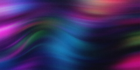 Fototapeta premium Abstract background featuring soft flowing waves of vibrant blue and purple neon colors with fine grainy texture for art design.