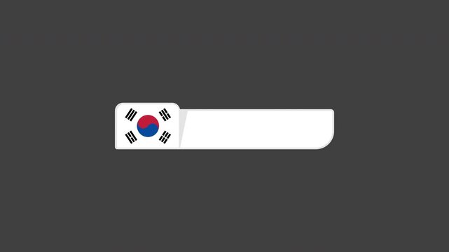 South Korea Flag sports lower third animation with alpha channel background for broadcast and football. 4K motion graphics