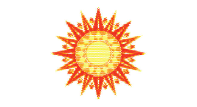 Orange Sun Pattern Handmade Isolated Clipart Design X-stitch Embroidery Sewing Icon Thread Needlework Illustration Art Craft