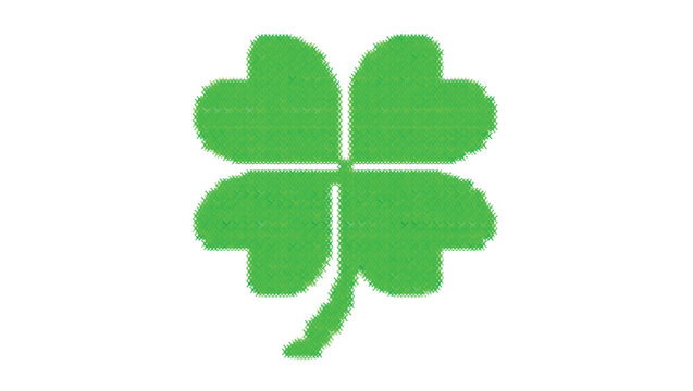 Four Leaf Clover Icon Embroidery Design Sewing Needlework Thread Vector Clipart X-stitch Illustration Handmade Craft Cross-stitch