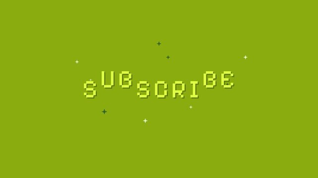 Animated Graphic Motion Subscribe Button with Pixelated Text and Sparkles