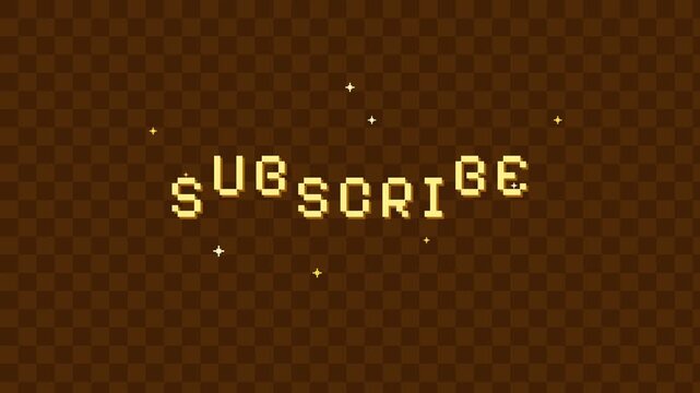 Animated Subscribe Button with Retro Pixelated Graphics and Sparkle Effects for Video Content Calls to Action