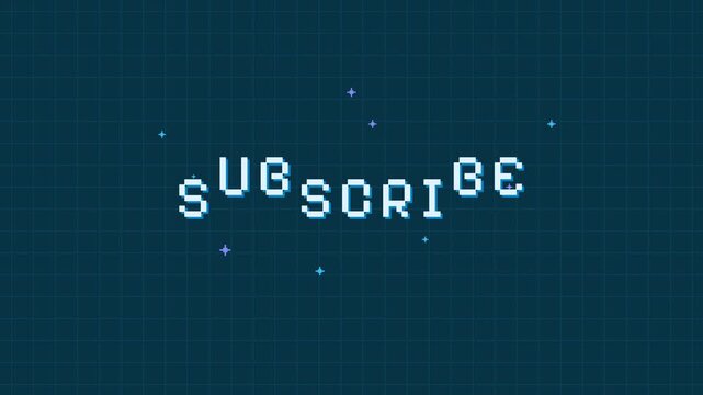 Animated Subscribe Button with Pixelated Effect on Digital Grid Background