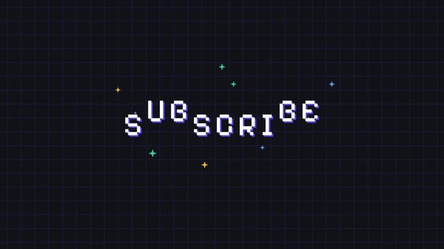 Animated Subscribe Button with Glitch Effect and Pixel Art Style for Digital Content Engagement