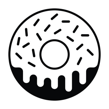 Donut with Glaze and Sprinkles Vector Illustration