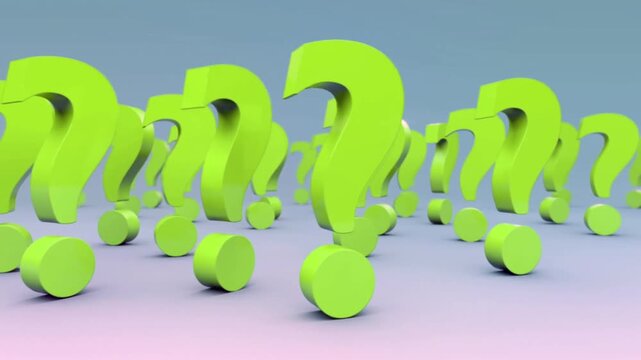 Dynamic Business Presentation with Green Question Marks and Modern Design