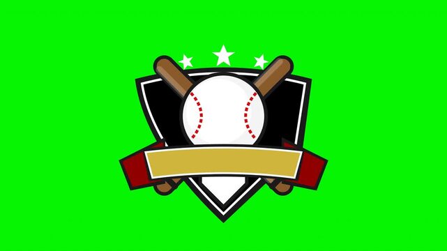 Animated Knight Gold and Black Blank Baseball Logo Shield Emblem on Green Screen