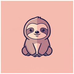 Obraz premium Cute Cartoon Sloth Wearing Hoodie.