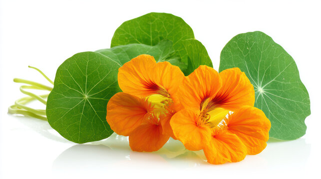 bright orange nasturtium flower in high fidelity detail