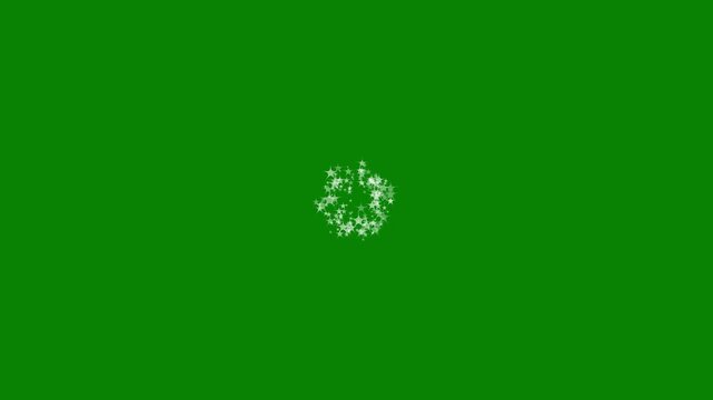 Glitter stars, shining star trail, magic glitter dust trail, fast glowing star streaks, curved star motion burst, 2D shining twinkle effect, christmas stars, isolated on a green screen. 4K animation
