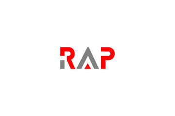 Obraz premium Modern RAP Letter Logo: Creative Red and Grey Geometric Typography for Corporate Branding Identity