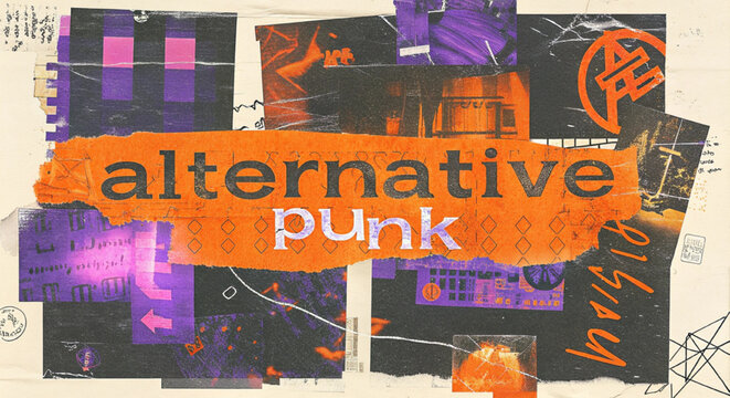 Alternative Punk Landing Page Template with Grunge Typography Color Blocks