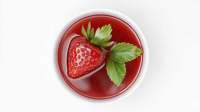 strawberry jam in a bowl isolated on white background 