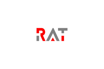 Obraz premium Modern RAT Lettermark Logo: Professional Red & Grey Geometric Typography for Tech and Security Brands